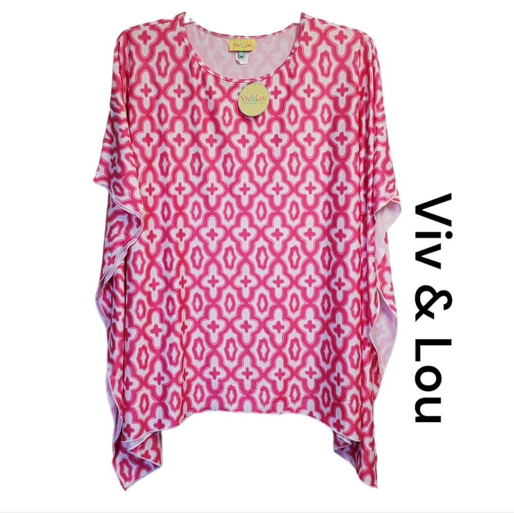 NWT Viv & Lou Women's Top/Tunic/Cover-Up Abstract Print Comfy Size L/XL